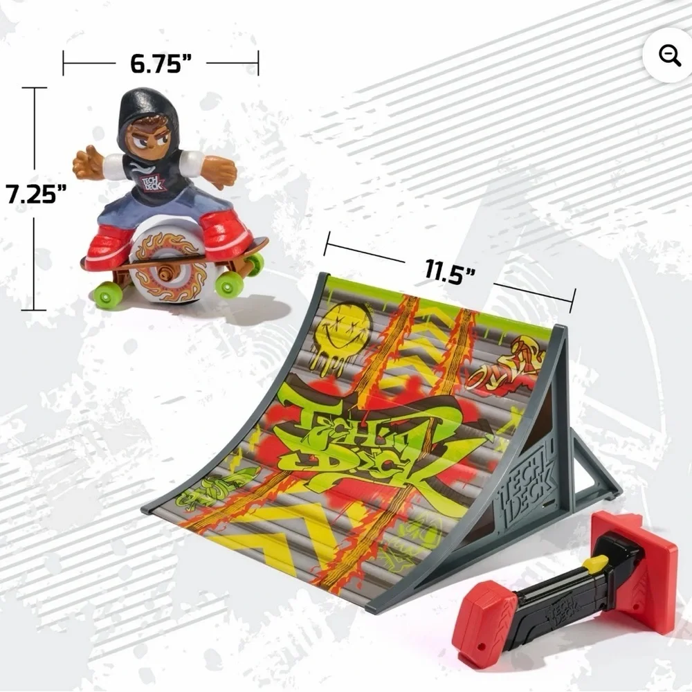 Tech Deck Shred N' Blast Skateboard Figure - Black Hoodie, Red Shoes